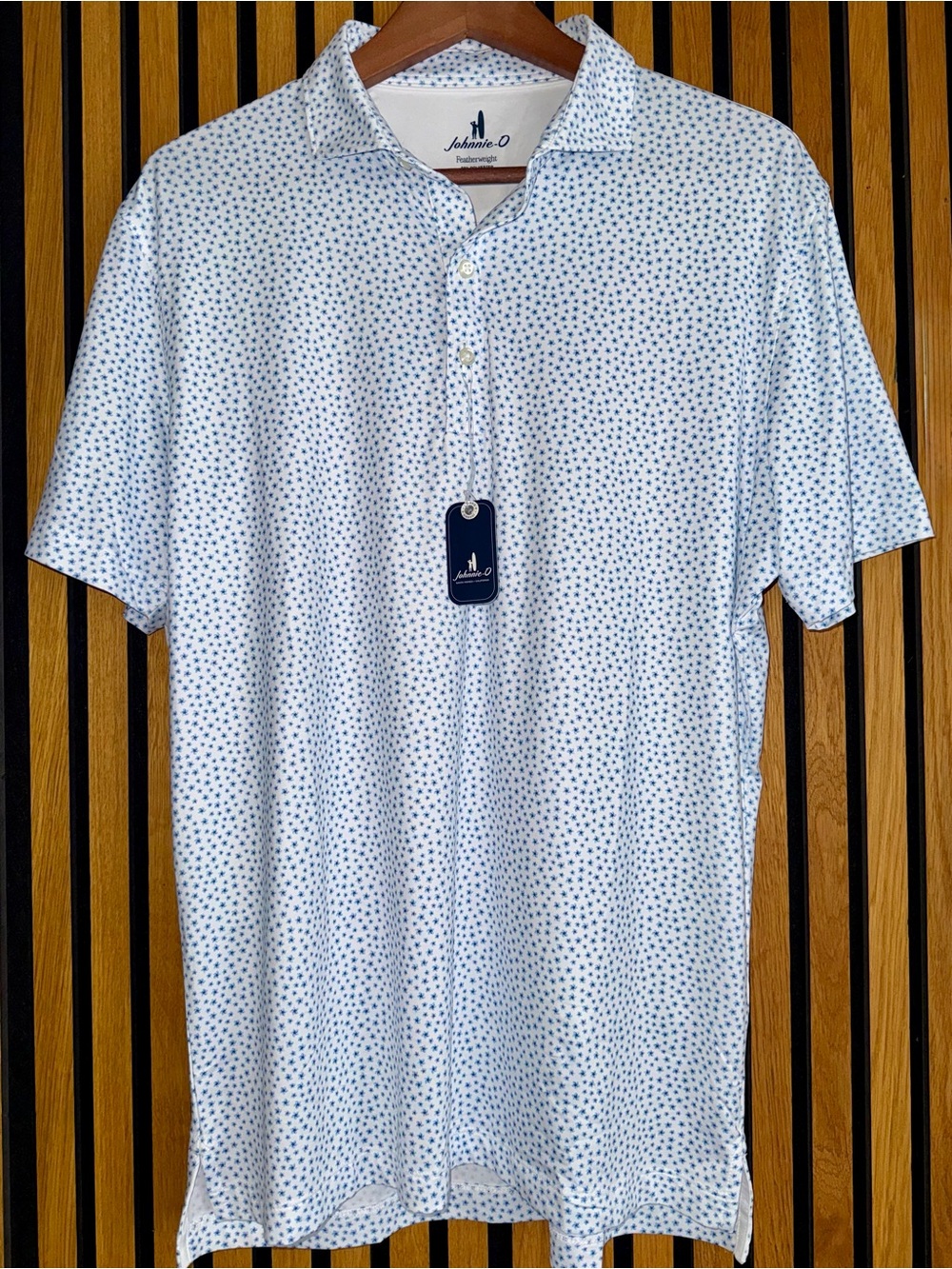johnnie-O "Plumeria" Featherweight Polo in Tide Blue Micro-Floral - NWT - Picture 3 of 11